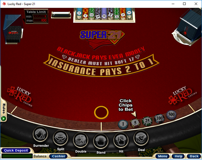 Super 21 Blackjack Table